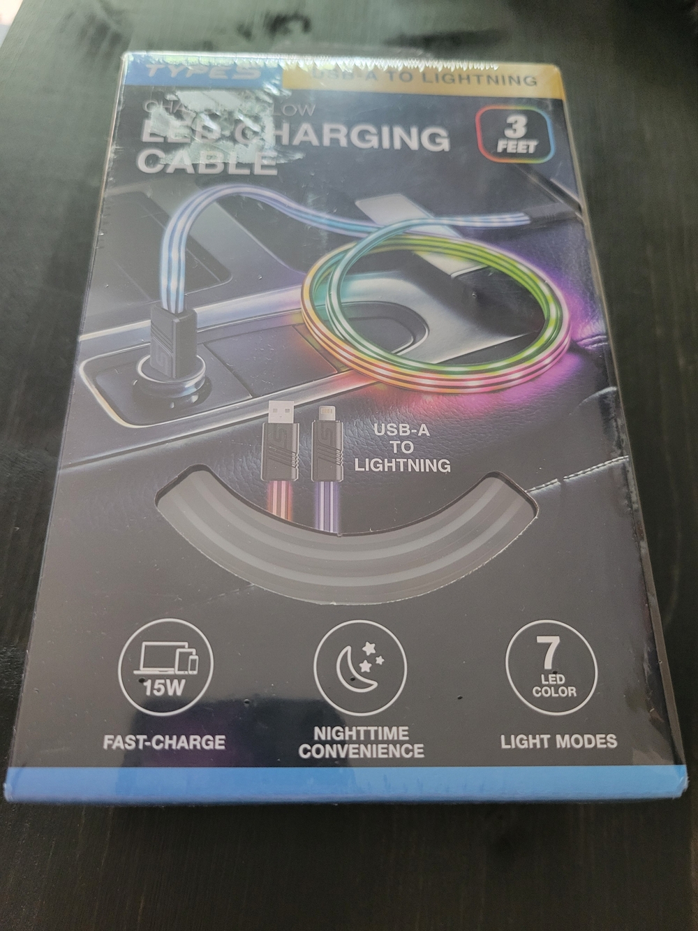 LED Charging Cable USB-A to Lightning - Multicolor (3 ft)